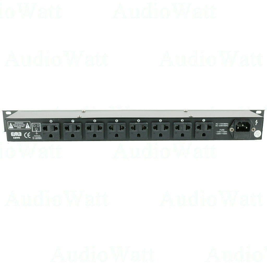 EMB EBW8 8 Outlet Rack Mount Power Supply AC 110V/220V Outlet Surge Protector - Sellabi