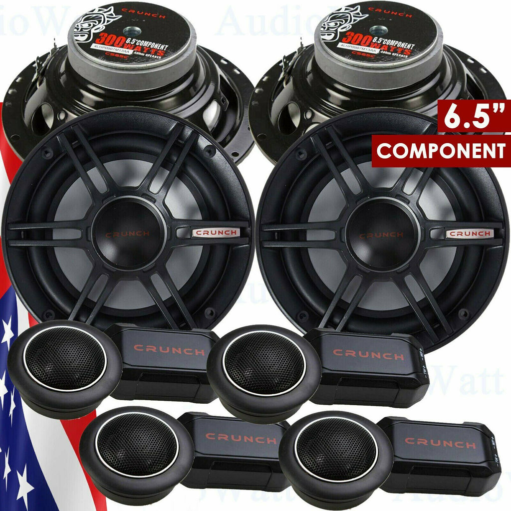 2 PAIRS - CRUNCH CS65C 6.5" 2-WAY CAR AUDIO 300 WATTS COMPONENT SPEAKERS 6-1/2" - Sellabi