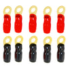 10 Pack 4 Gauge Ring Terminal 4 AWG Wire Crimp Cable - 5 Red / 5 Black - Sellabi