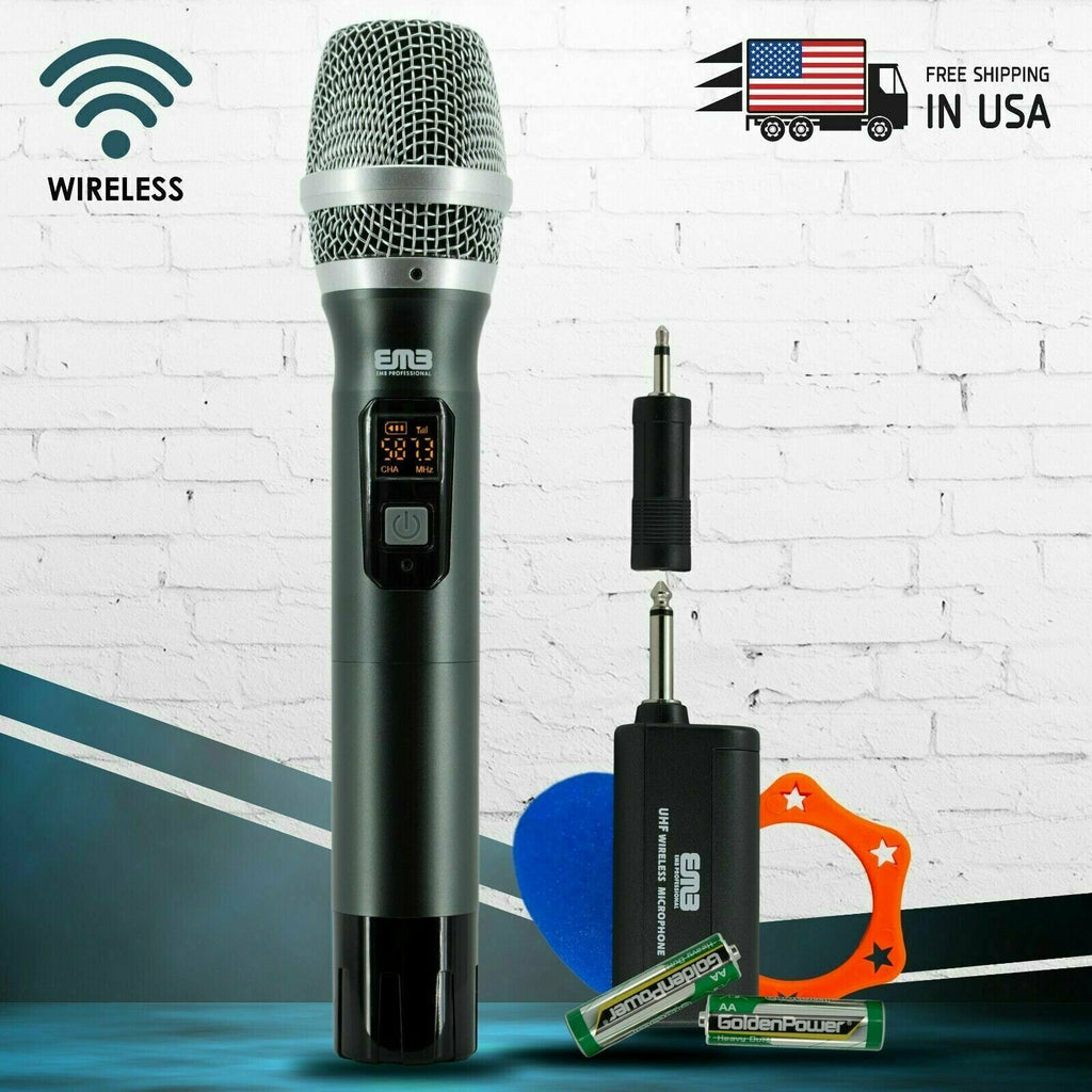 Pro UHF Wireless Handheld Microphone System with Rechargeable, Karaoke, Church - Sellabi