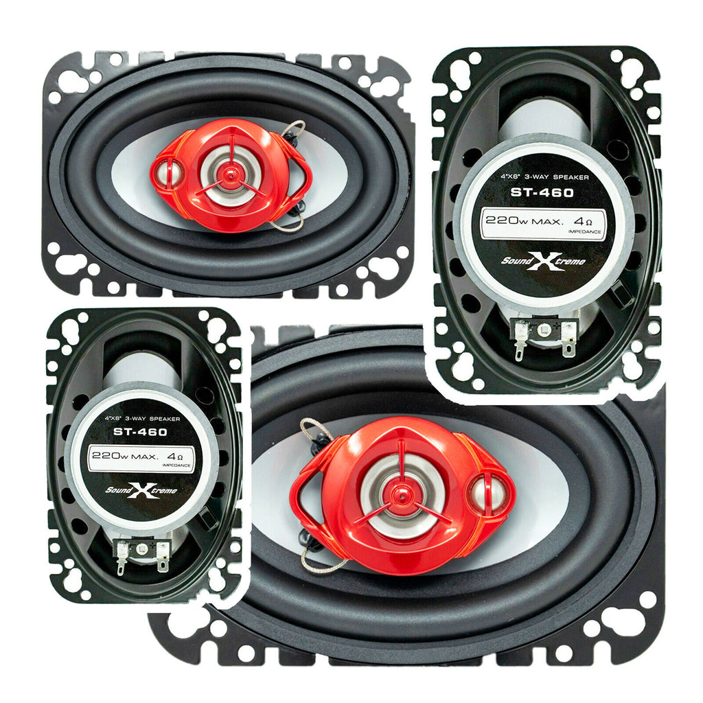 4x Soundxtreme ST-460 4x6" in 3-Way 440 Watts Coaxial Car Speakers CEA Rated - Sellabi