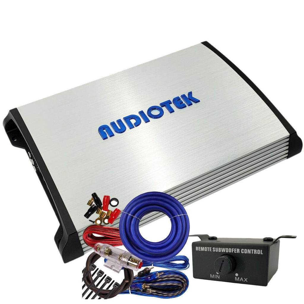 Audiotek 1 Channel 7000 Watts Monoblock Class D Car Amplifier +4 Ga Amp Kit Blue - Sellabi