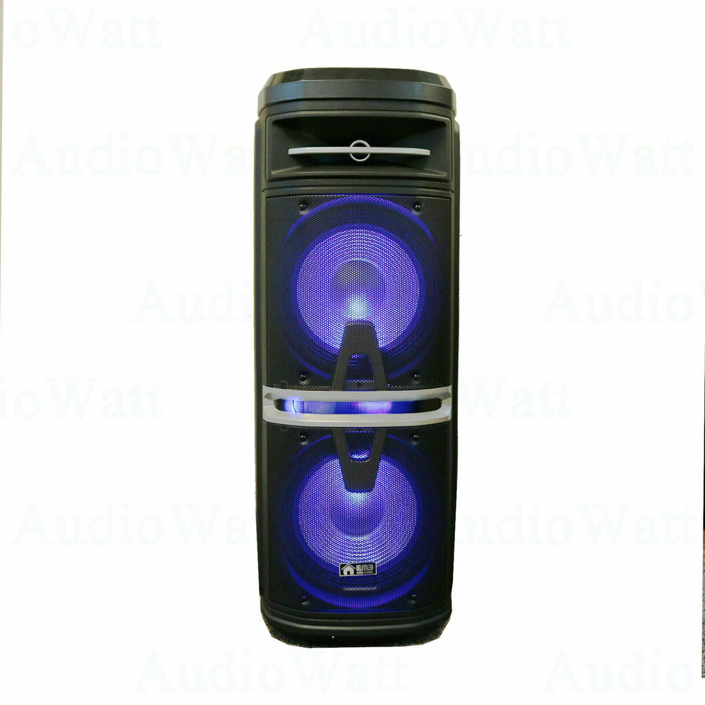 EMB 2000W Dual 10" Rechargeable Powered BT Speaker DJ PA Karaoke System w/Led - Sellabi