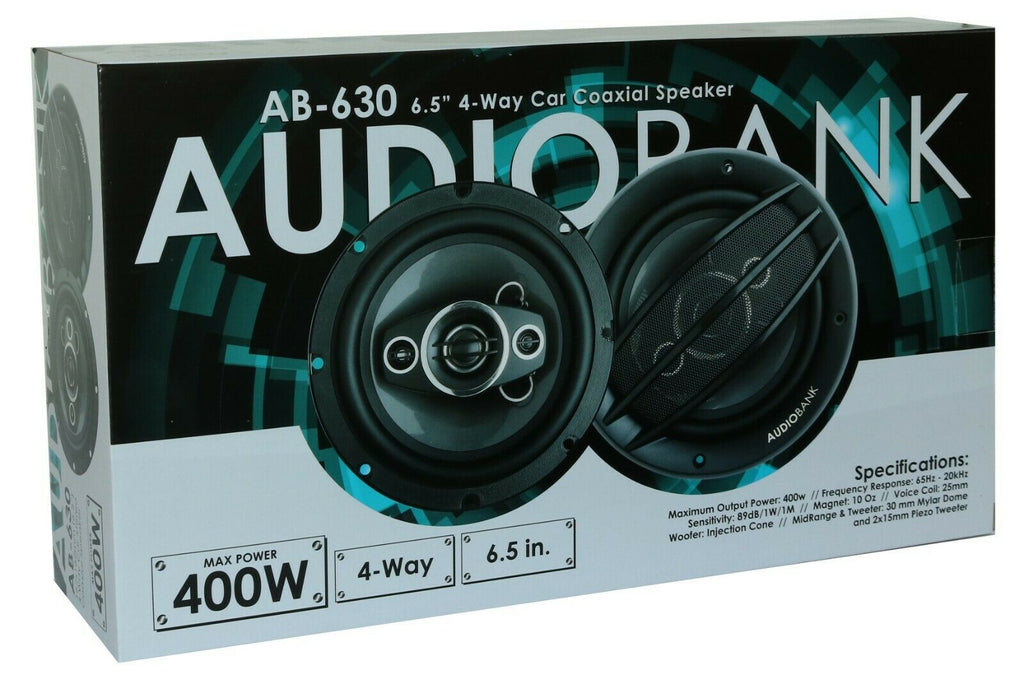 2x Audiobank AB-630 400 Watts 6.5" 4-Way Car Audio Stereo Coaxial Speakers - Sellabi