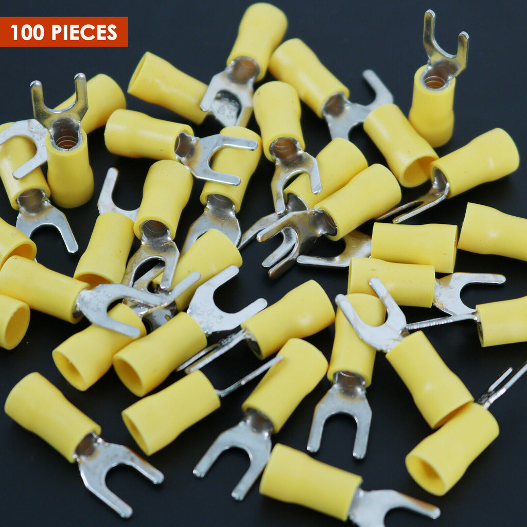 100 Pieces Vinyl Locking Spade Insulated Terminals Funnel Entry 22-18 GA AWG NEW - Sellabi