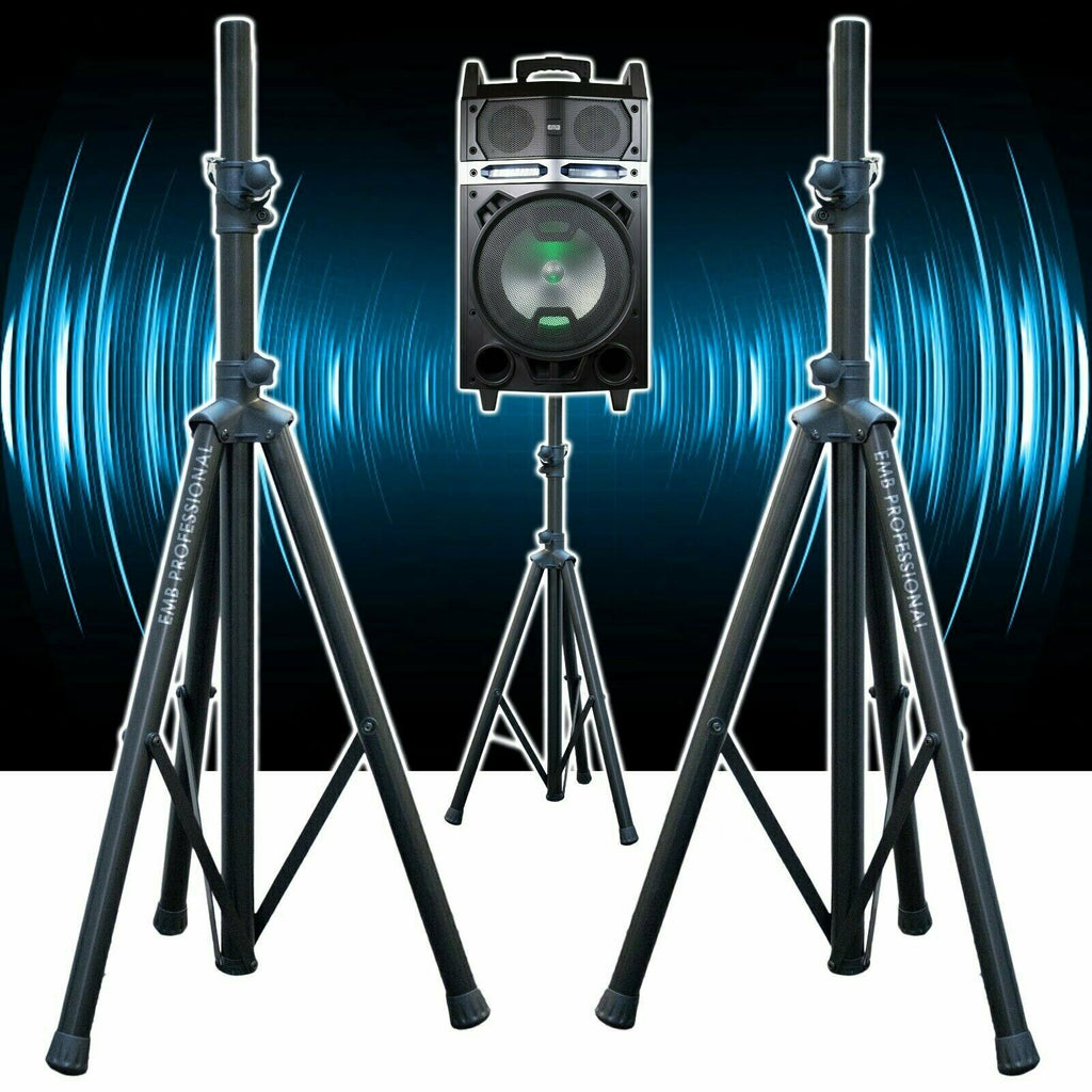 Pair EMB TSS3 Pro Adjustable Heavy Duty Tripod PA Speaker Stands for DJ, Home - Sellabi