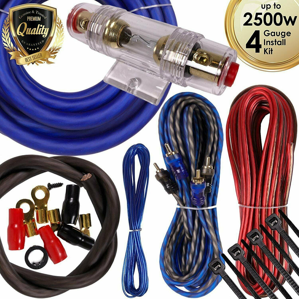 Complete 2500W 4 Gauge Car Amplifier Installation Wiring Kit Amp PK3 4 Ga Blue - Sellabi