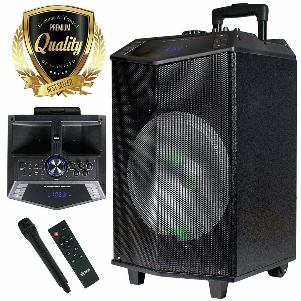 EMB 1200W Portable KARAOKE PARTY PA DJ SPEAKER SYSTEM  /Mic / SD/ USB/ Bluetooth - Sellabi