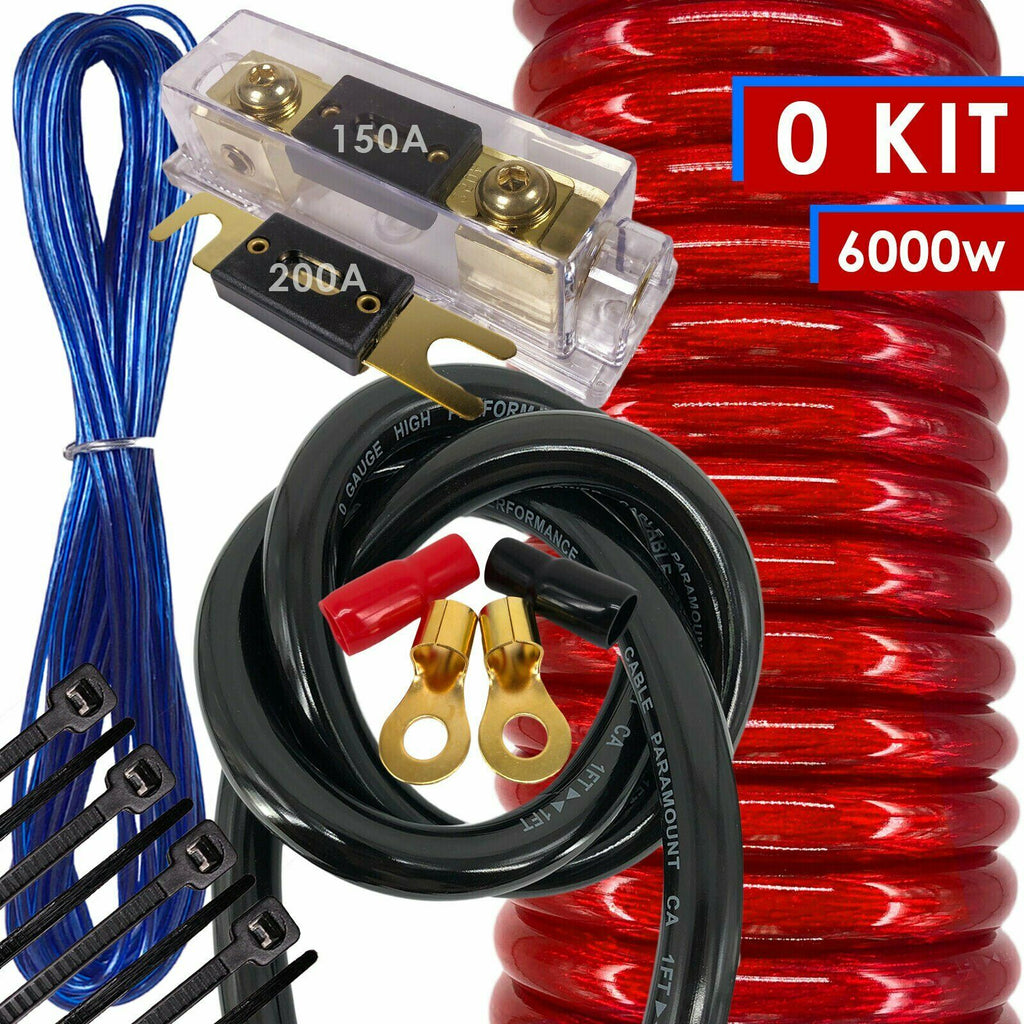 NEW X-Brand 0 Gauge Amp Kit Amplifier Install Wiring HOT 0 Ga Wire RED - 6000W - Sellabi