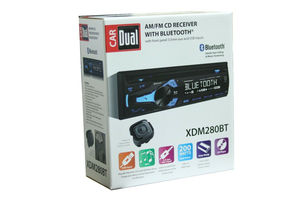 Dual XDM280BT Single-Din AM/FM/CD In-Dash Receiver with Built-in Bluetooth - Sellabi