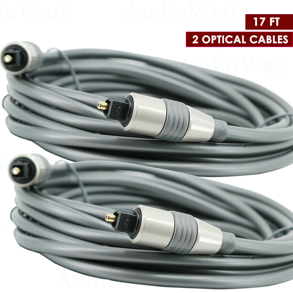 2x Premium 17 Ft Digital Fiber Optical Audio Toslink Cable SPDIF Cord Wire Jack - Sellabi