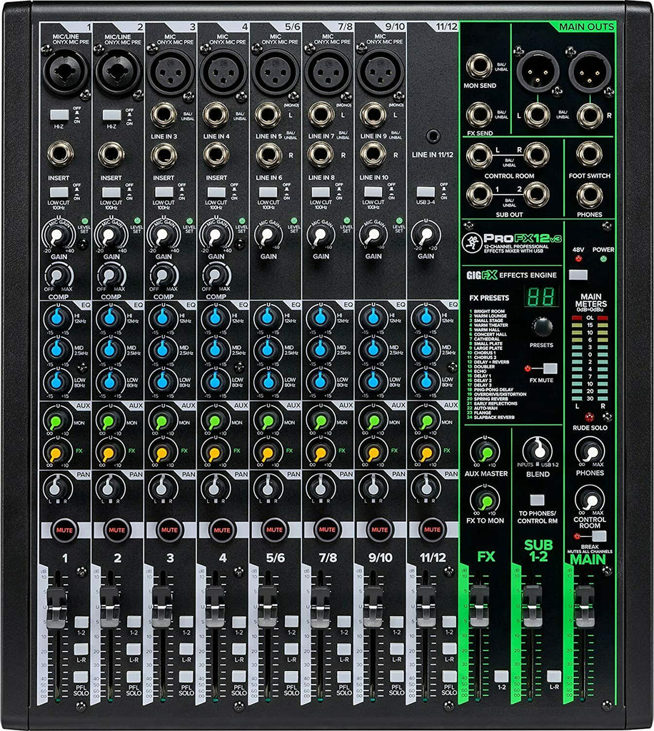 Mackie PROFX12v3 12 Channels Professional Effect Mixer w/USB GigFX Effects -UC - Sellabi