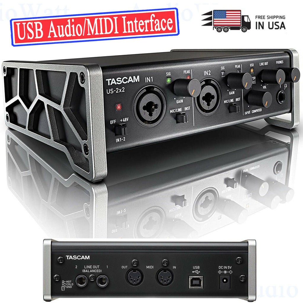 Tascam US-2x2 USB Audio/MIDI Interface with Microphone Preamps iOS Compatibility - Sellabi