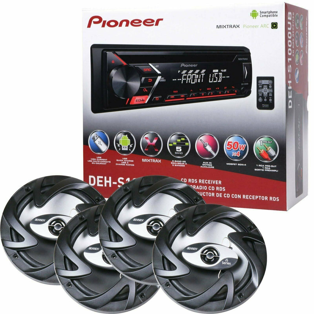 Pioneer DEH-S1000UB Single Din+ 2-Pair of Jensen JC265 6.5" Speaker System - Sellabi