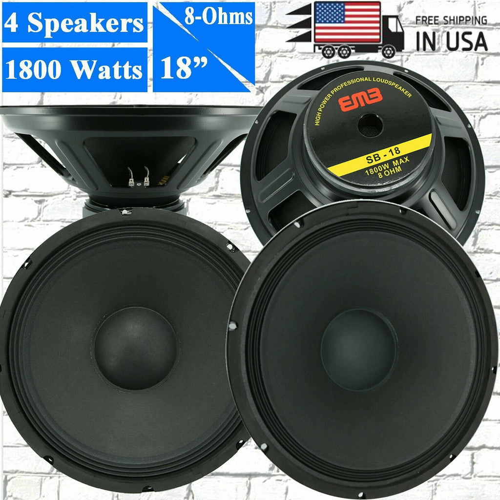 4x EMB SB-18 8-Ohm 1800W 18" Replacement Speaker for JBL,Yamaha,Cerwin,Peavey... - Sellabi