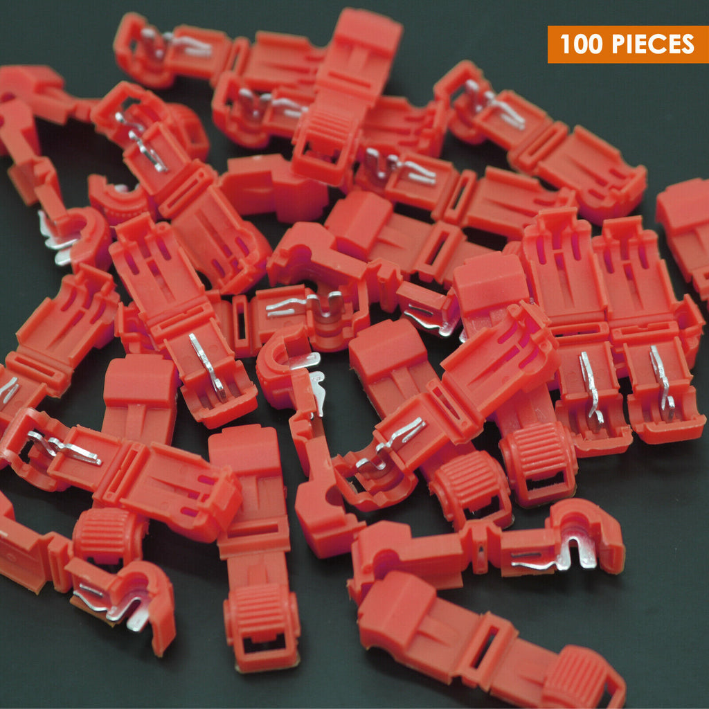 100 T-Taps Insulated Wire Terminal Connectors Combo Set 14-16 10-12 18-22 Red - Sellabi