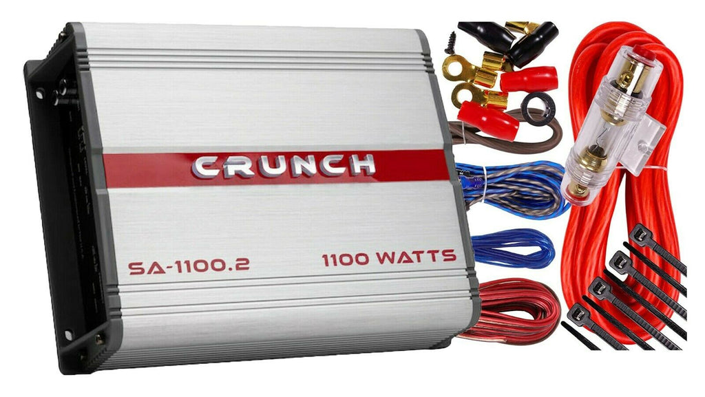 Crunch 1100 Watts 2 Channels Car Audio Stereo Amplifier + Amp Kit 8 Gauge - Sellabi