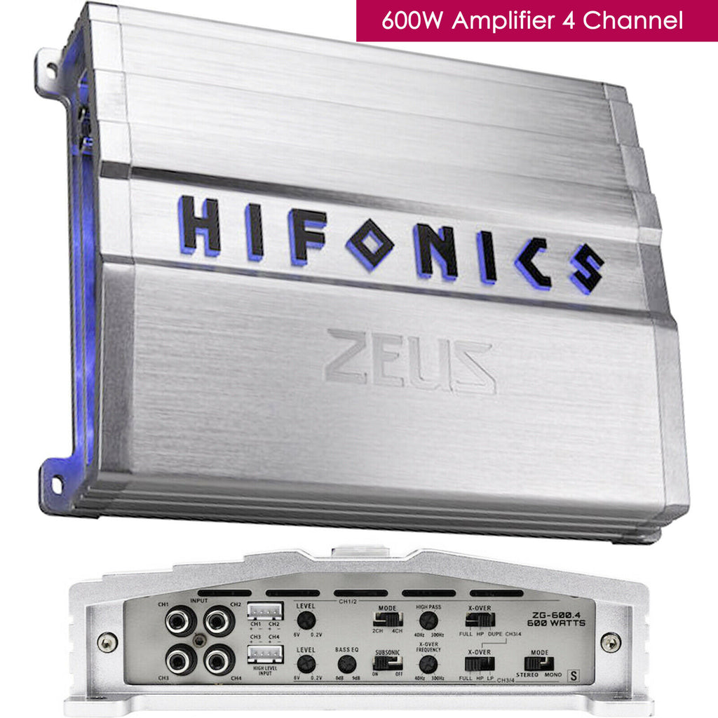 Hifonics ZG-600.4 600 Watts ZEUS Gamma 4 Channel Car Audio Amplifier Class A/B - Sellabi