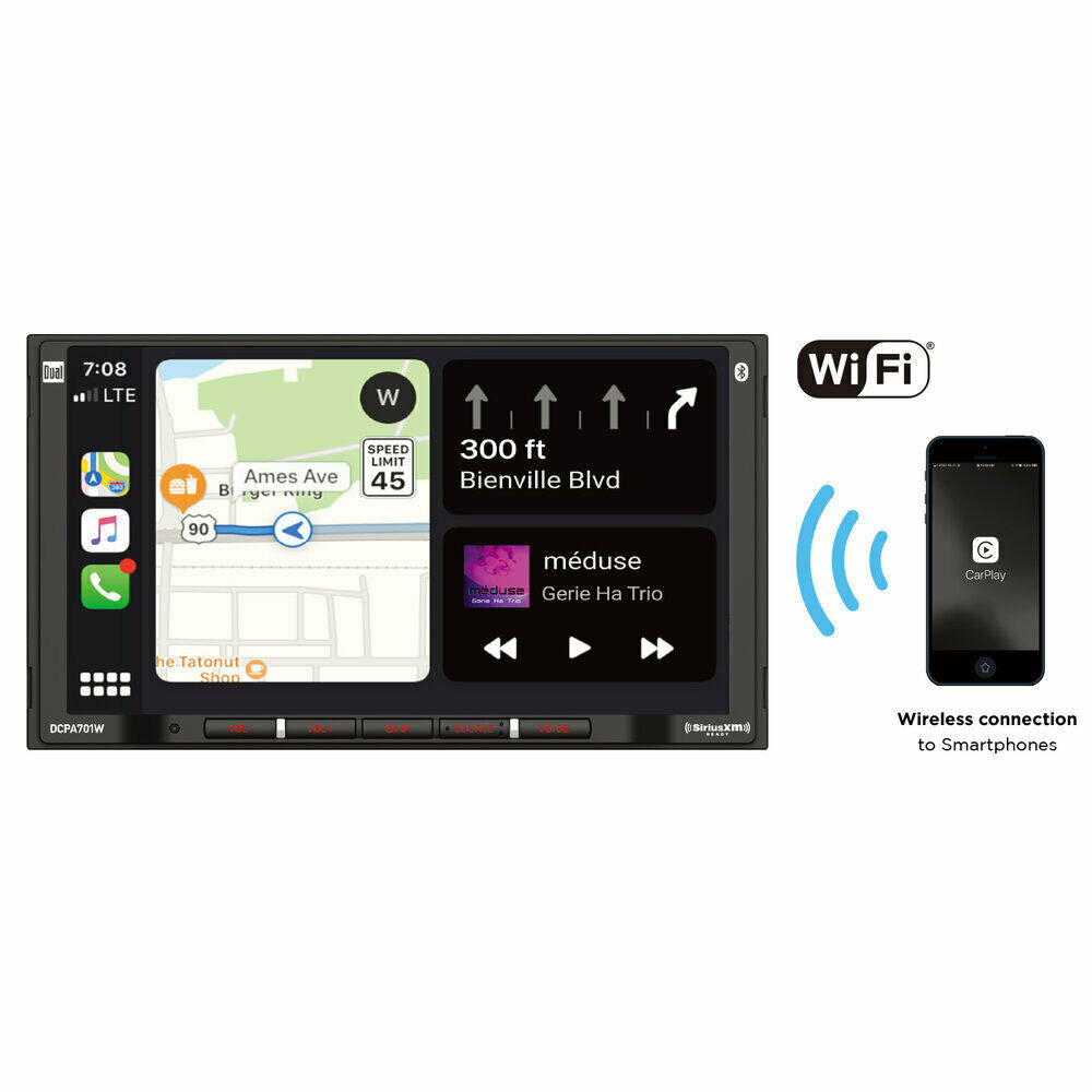 DUAL DCPA701W 2 Din 7" Wireless WiFi Media Player + License Plate Rare Camera - Sellabi