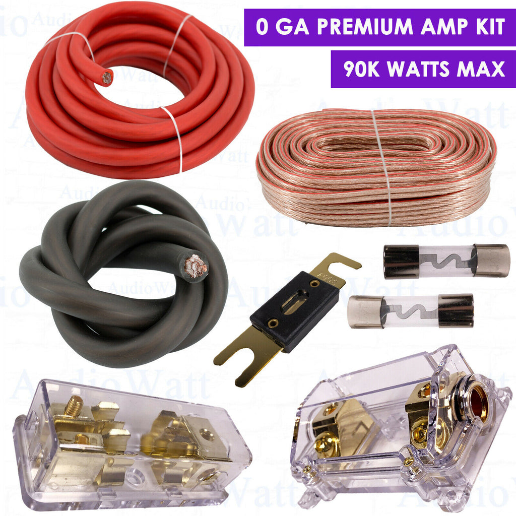 90K Watts 0 Ga Premium Audio Amp Kit AWG RED Amplifier Install Wiring Surge F-0 - Sellabi