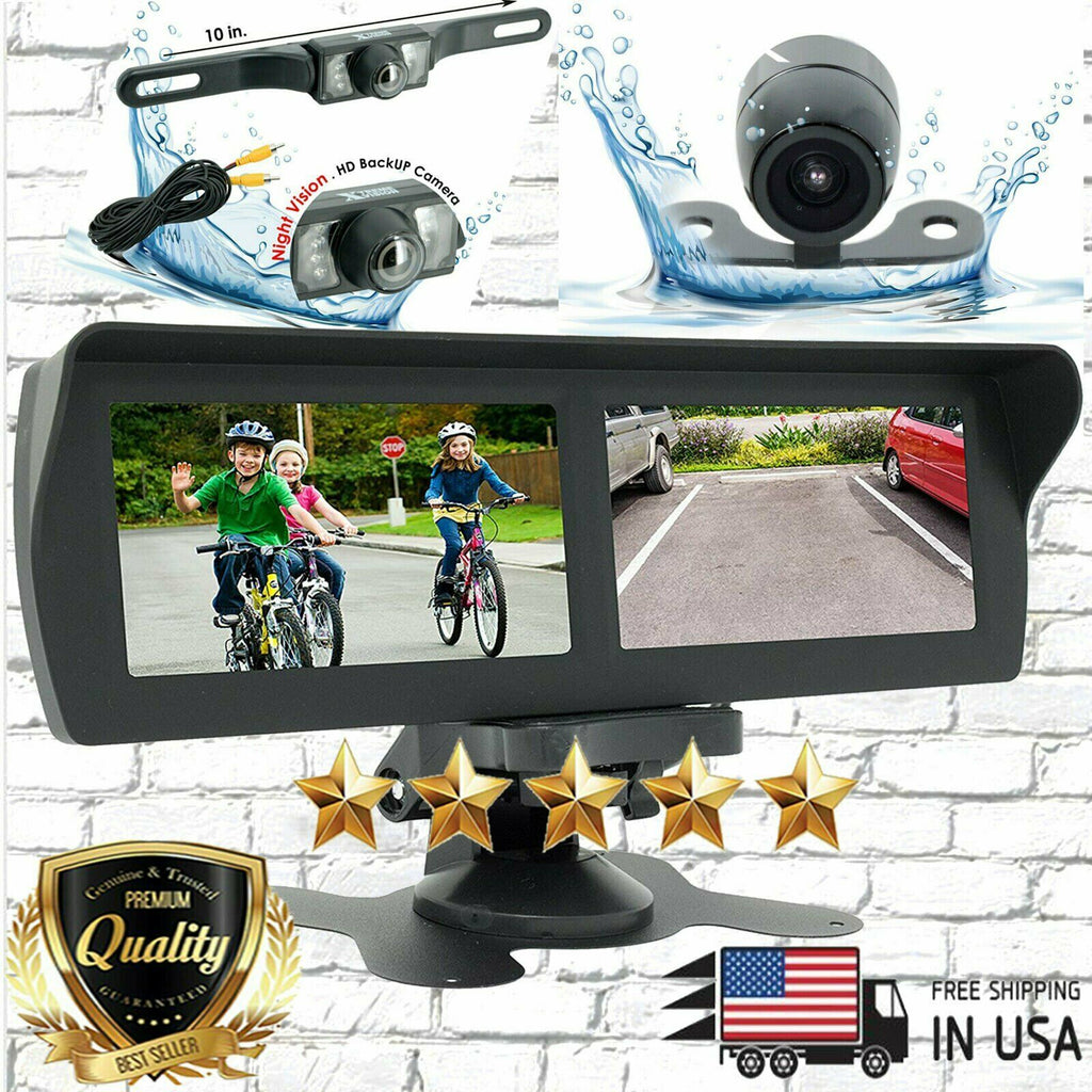 2x Cam 20C-95BK Waterproof Night Vision + 4.3" 2 Screens Vehicle Security System - Sellabi