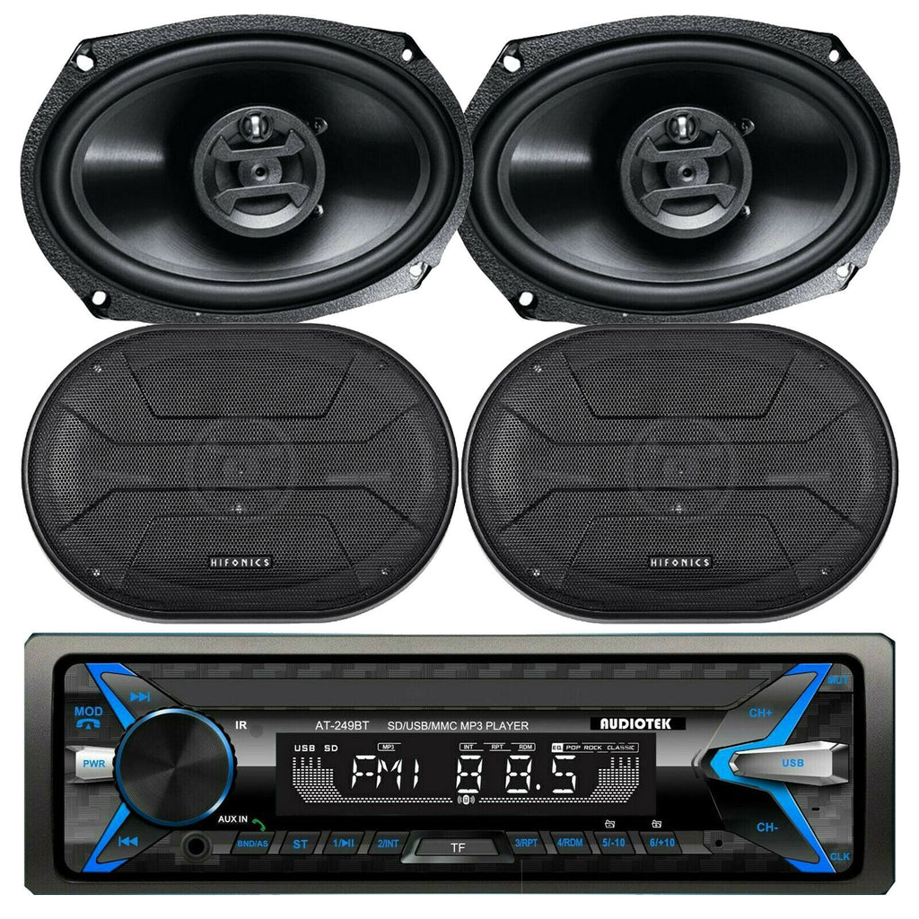 4x Hifonics ZS693 6"x9" Speakers + Audiotek AT-249BT Digital Receiver Bluetooth - Sellabi