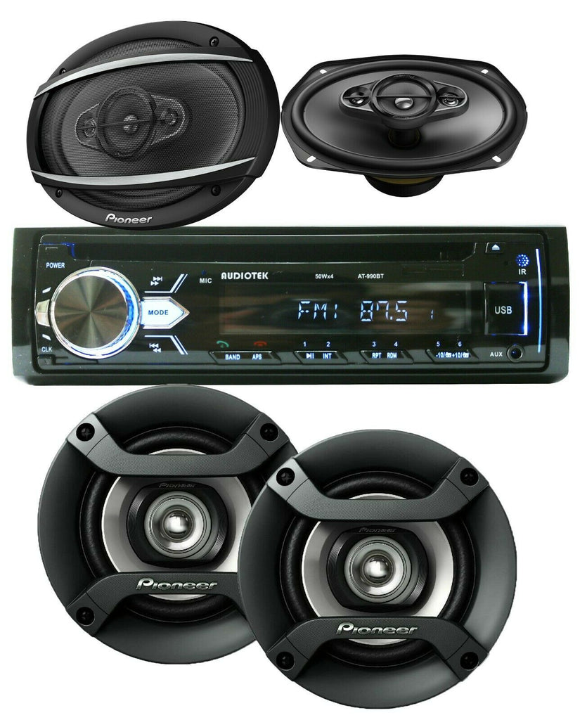 Audiotek AT-990BT Digital Media Receiver +4x Pioneer 6x9" & 6.5" Speakers - Sellabi