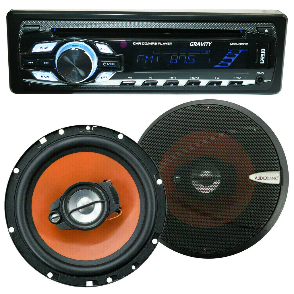 Gravity AGR-S202 Car Stereo Receiver + 2x Audiobank 6.5" 600 Watt 3-Way Speakers - Sellabi