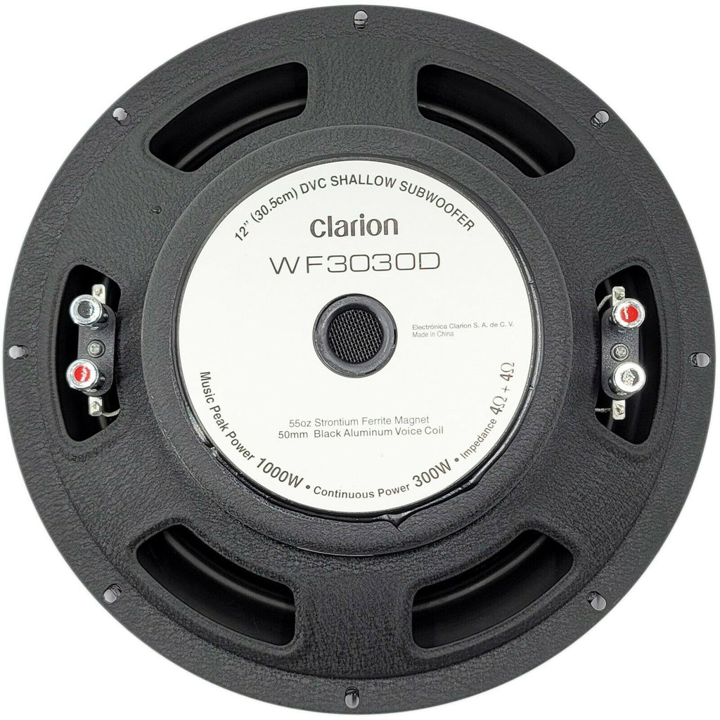 Clarion WF3030D 1000W Max 12" Dual 4Ohm Voice Coil Shallow-Mount Subwoofer - Sellabi