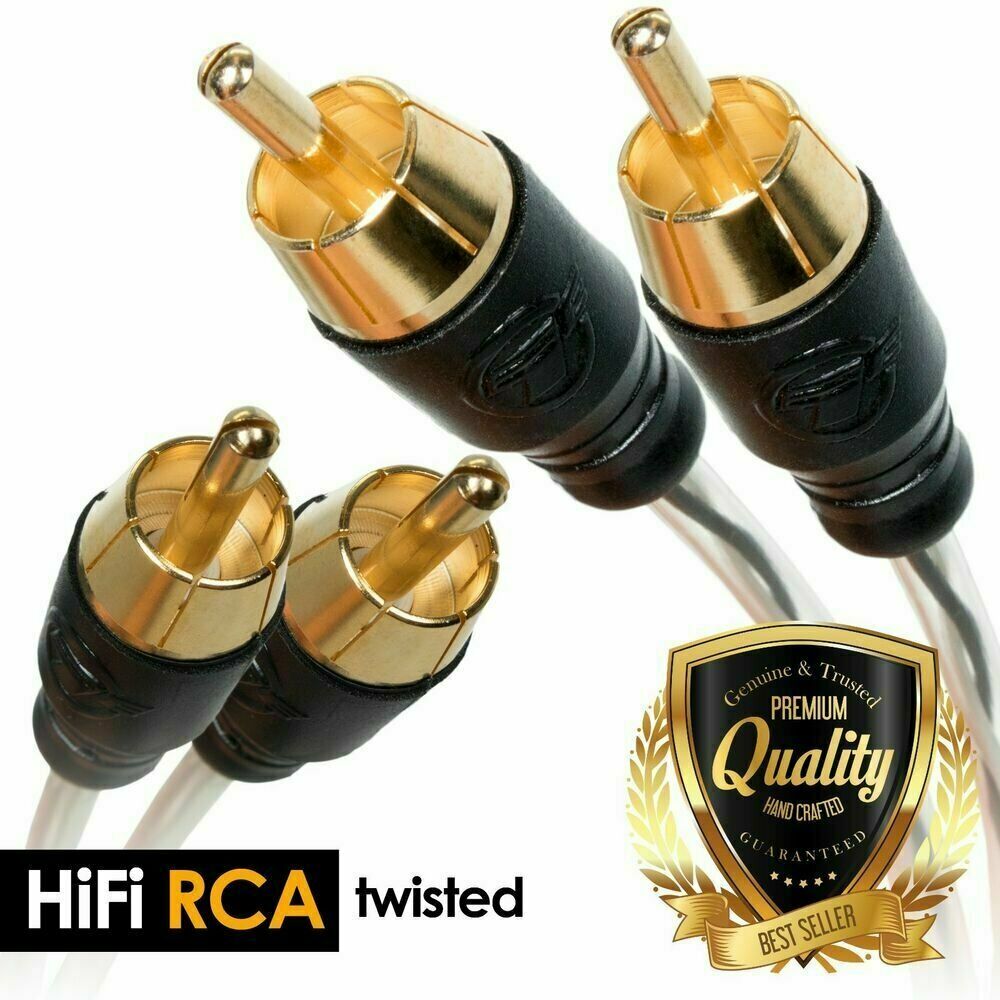 Twisted Dual RCA 3 FT Stereo HiFi Audio Video AV Cable - HDTV DVD VCR - 3 Feet - Sellabi