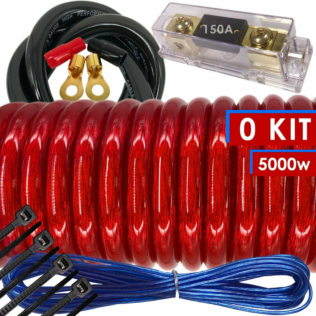 5000W SX 0 Gauge Amp Kit Amplifier Install Wiring HOT 0 Ga Car Wires Red - Sellabi