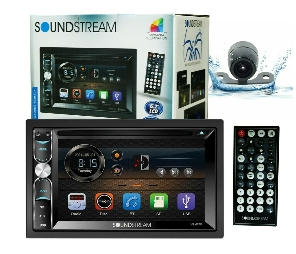 Soundstream VR-620HB 6.2” Touchscreen Stereo + Mini Rearview Camera XV-20C - Sellabi