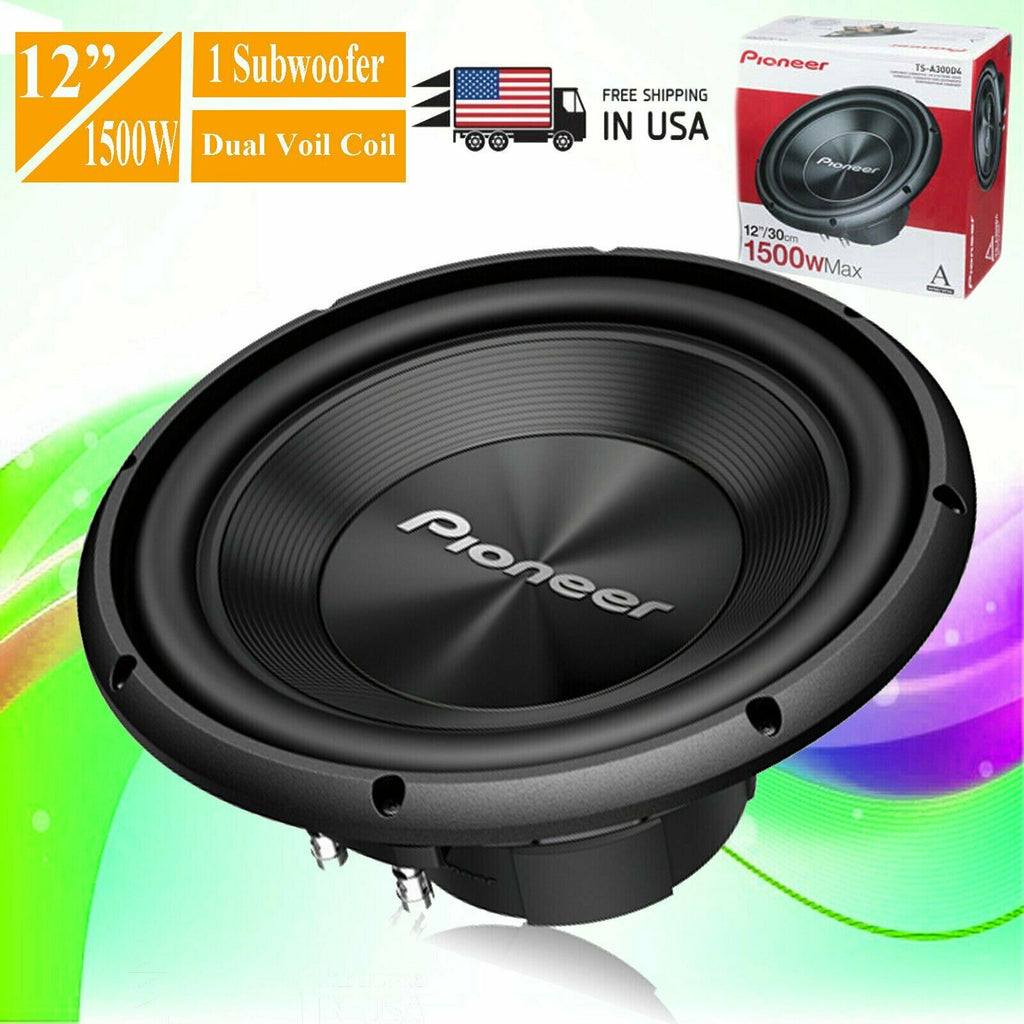 1x Pioneer TS-A300D4 1500 Watts 12" Dual Voil Coil 4-Ohm Car Subwoofer A-Series - Sellabi