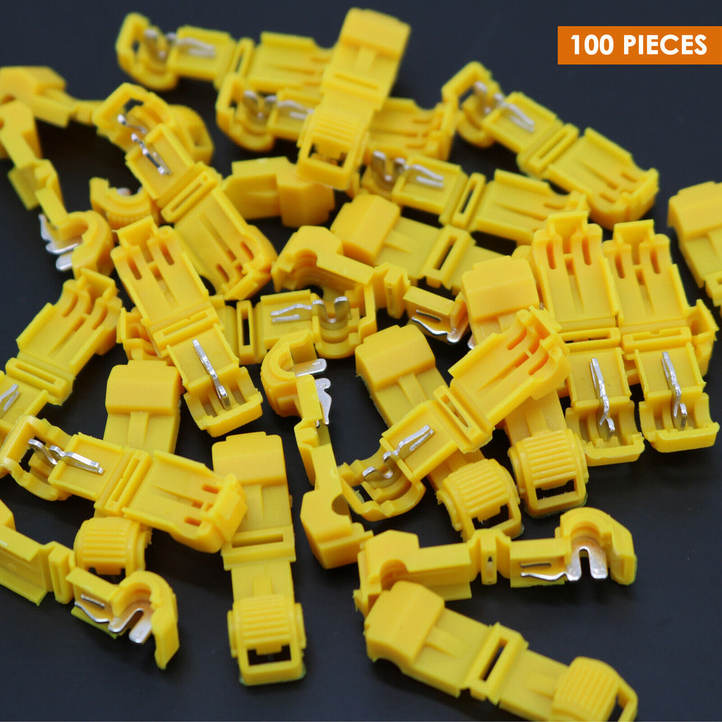 100 T-Taps Insulated Wire Terminal Connectors Combo Set 14-16 10-12 18-22 Yellow - Sellabi