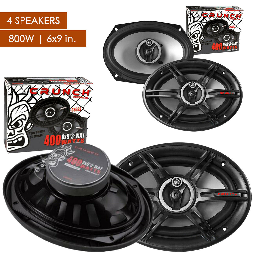 2 PAIRS - CRUNCH CS693 6x9" 3-WAY 800 WATTS FULL RANGE SPEAKERS 6"x9"" CAR AUDIO - Sellabi