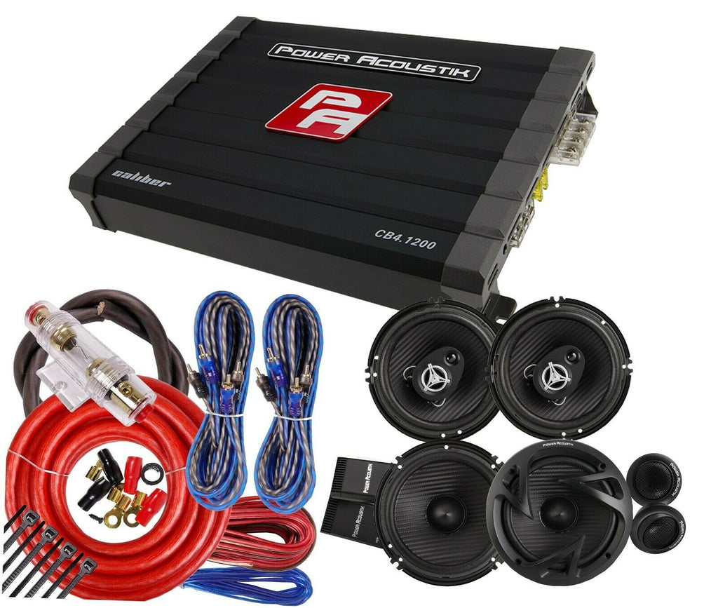 4x Power Acoustik EF-60C & EF-653 6.5″ Speakers + CB4-1200 Amplifier + 4 Ch Kit - Sellabi