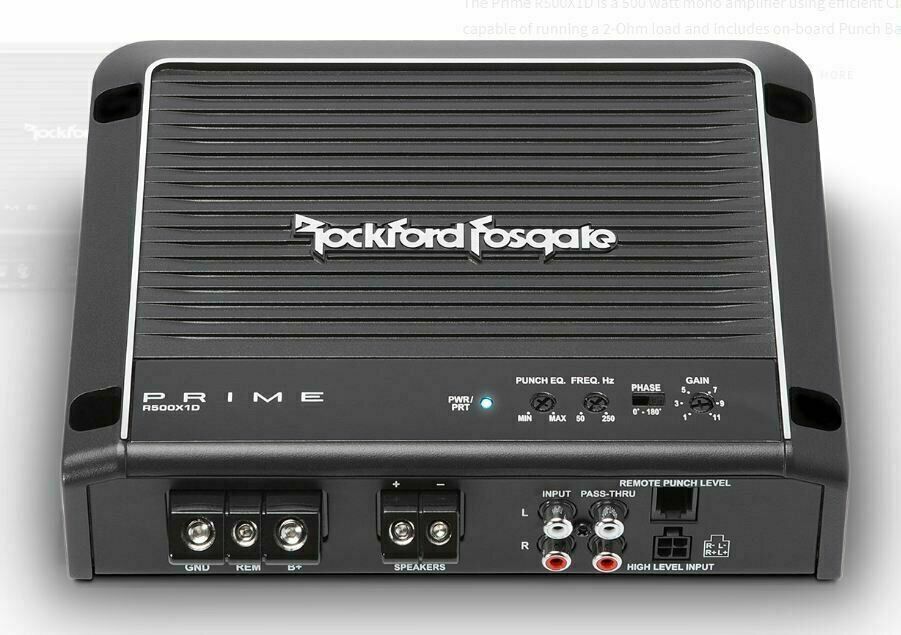 Rockford Fosgate Prime R500X1d1-Channel Class D Mono Amplifier R500X1D + 4 KiT - Sellabi