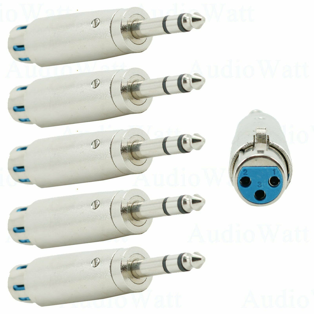 5X XLR 3-Pin Female to 1/4 6.35mm Stereo Male Plug TRS Audio Cable Mic Adapter - Sellabi