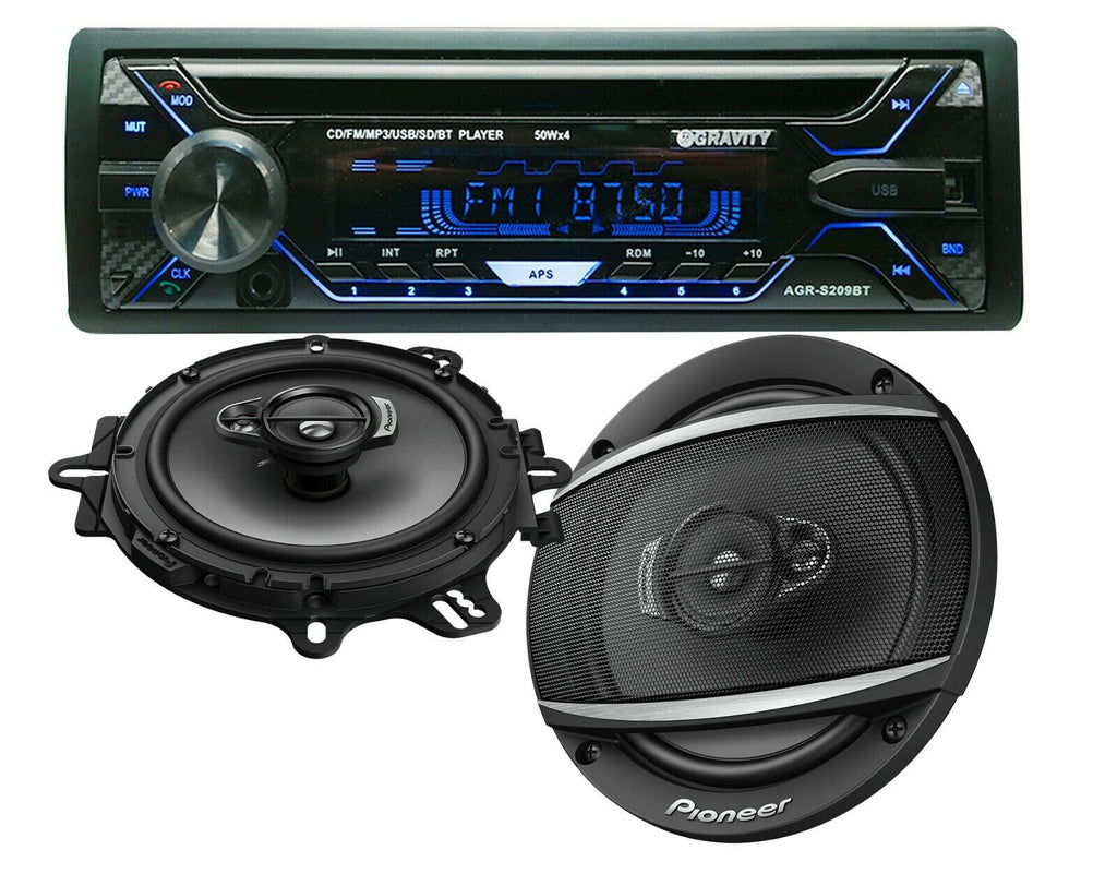 Gravity AGR-S209BT 1-Din Car Stereo Receiver +2x Pioneer TS-A1677S 5" Speakers - Sellabi