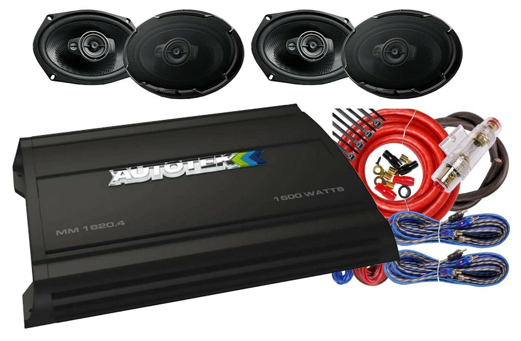 Autotek MM1620.4 1600W Amp +4x Kenwood KFC-PS6976 6x9" Speakers + 4 Ch Amp Kit - Sellabi