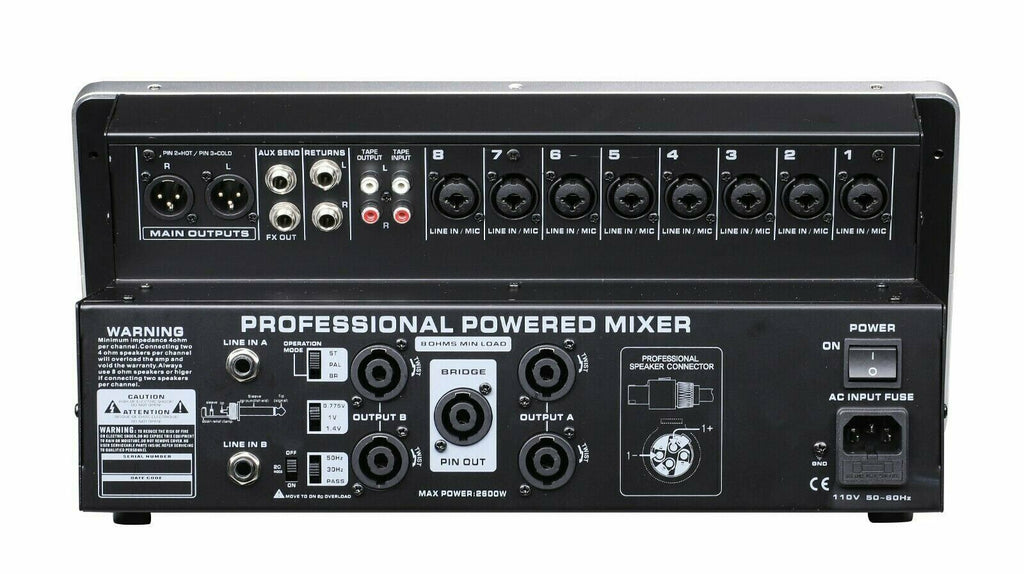 EMB TX8P 1300W 8 Channel Power Mixer Console w/ DSP Effect, Bluetooth, Record - Sellabi