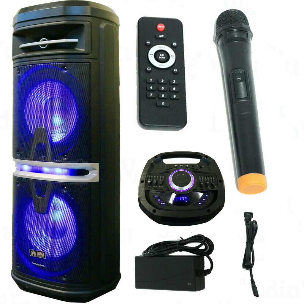 EMB 2000W Dual 10" Rechargeable DJ PA Karaoke System w/Bluetooth LED Speaker - Sellabi