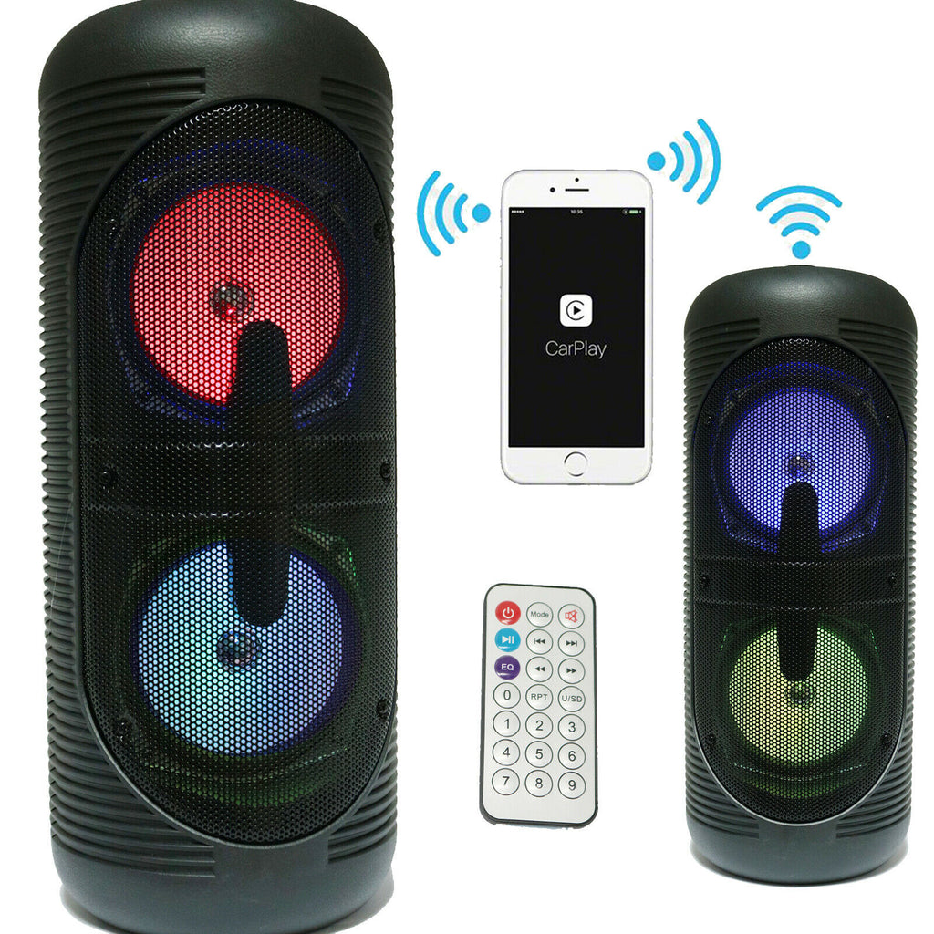 NEW Portable Dual 5" Bluetooth Wireless DJ Speaker 600W PA Loudspeaker - BLACK - Sellabi