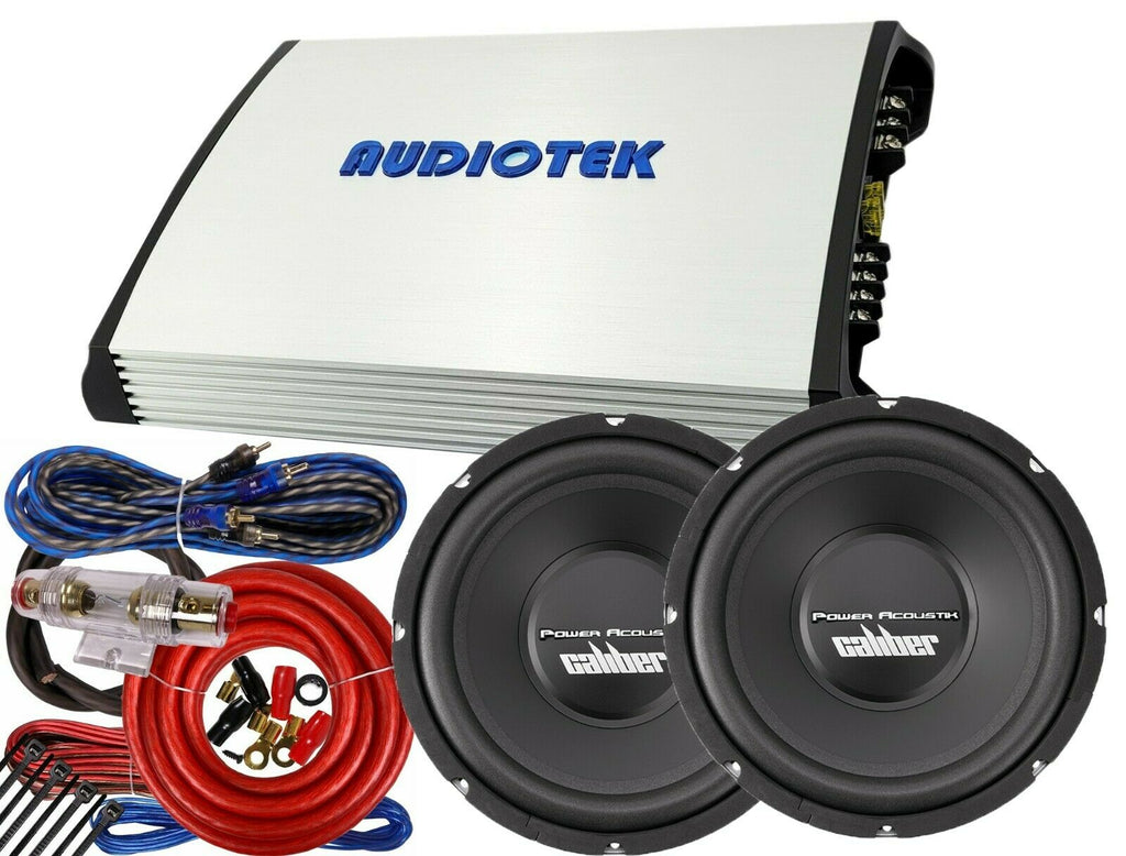 2x Power Acoustik CBW-124 Subwoofer + Audiotek AT-3500S Amplifier + 4GA Amp Kit - Sellabi