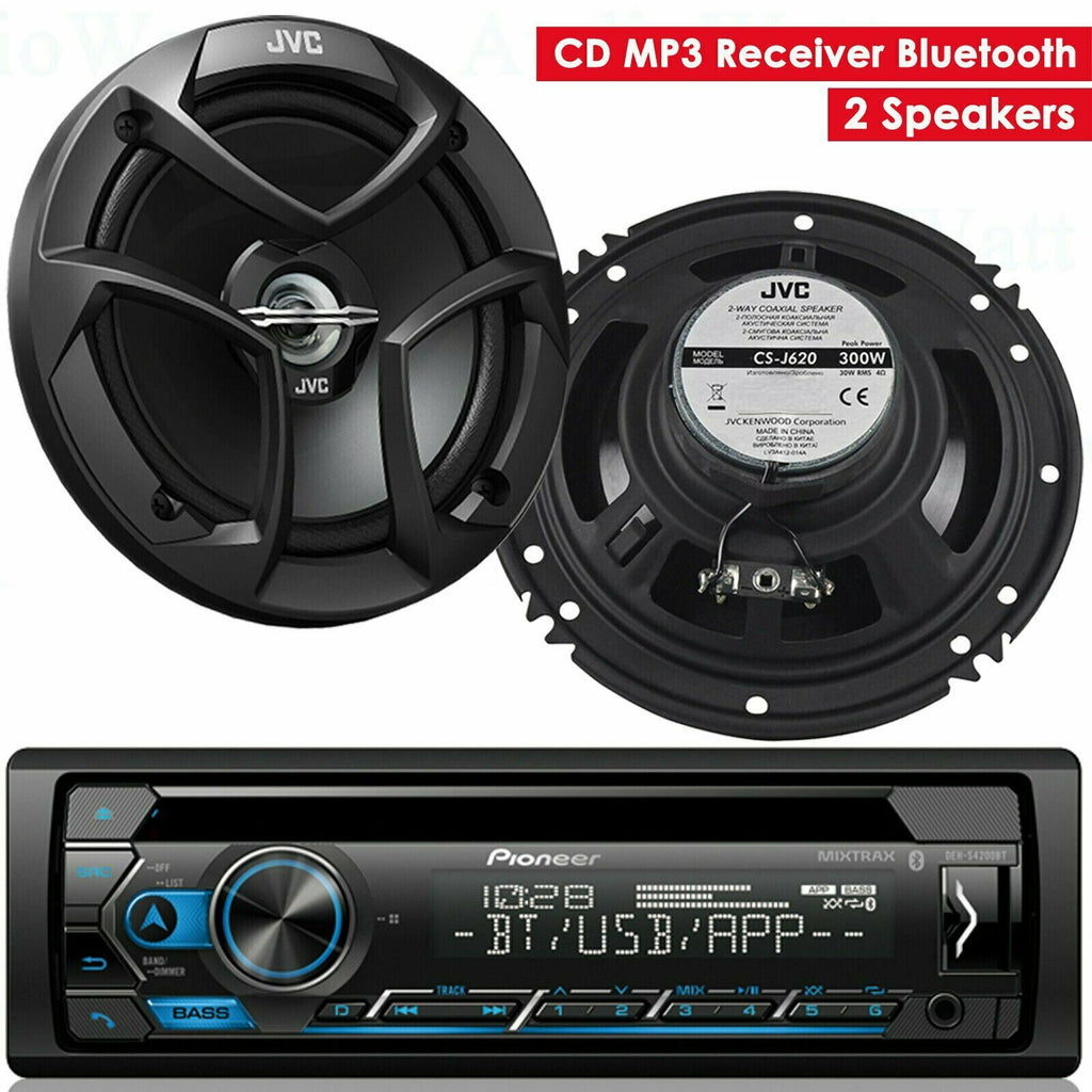 Pioneer DEH-S4200BT 1-DIN CD Player Bluetooth + 2x JVC CS-J620 6.5" 300W Speaker - Sellabi