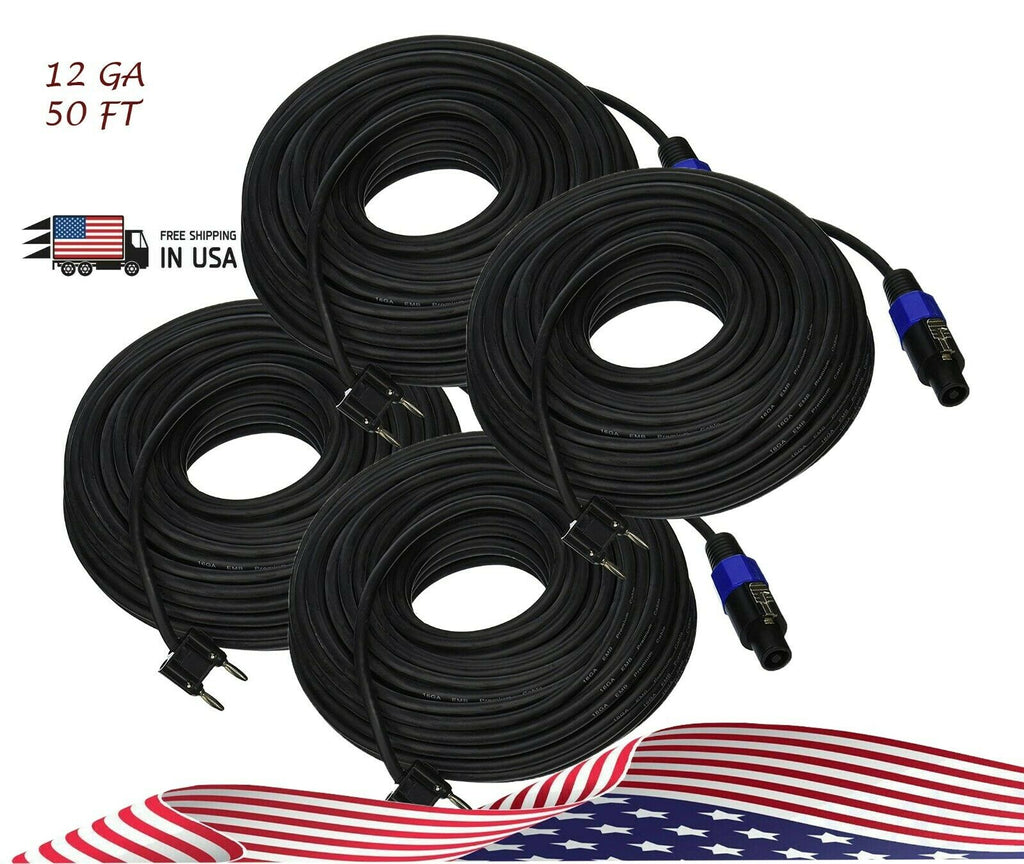 4x EMB Banana to Speakon 12 Gauge 50 Feet Premium Speaker Cable Wire | BS1250 - Sellabi