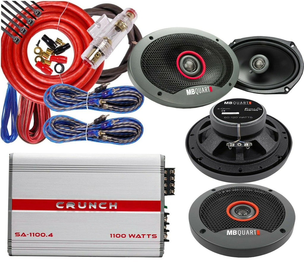 MB Quart FKB116 6.5" 120W + FKB169 6x9" 150W Speakers +Crunch SA-1100.4 Amp +Kit - Sellabi