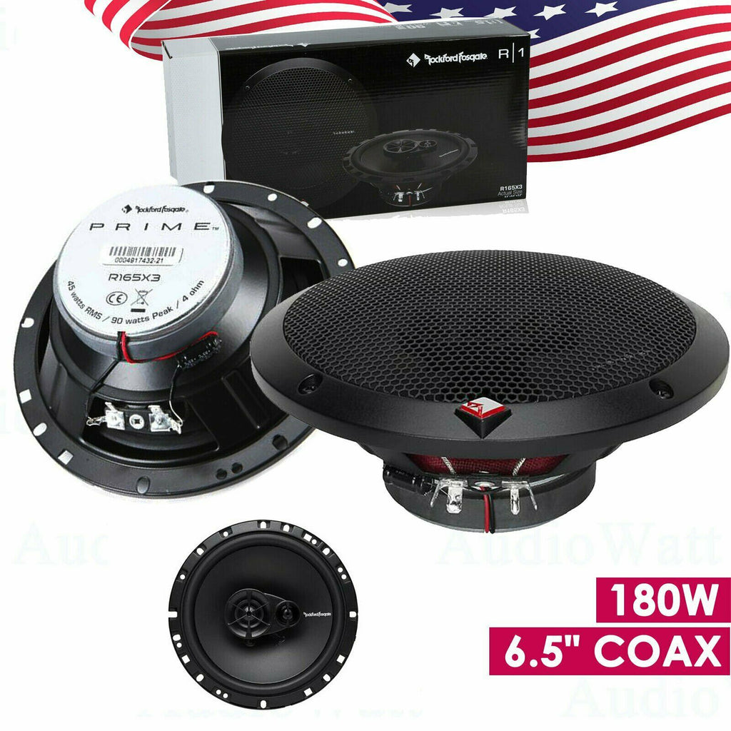 2x Rockford Fosgate Prime R165X3 180W 6.5" 3-Way Full-range Coaxial Speakers - Sellabi