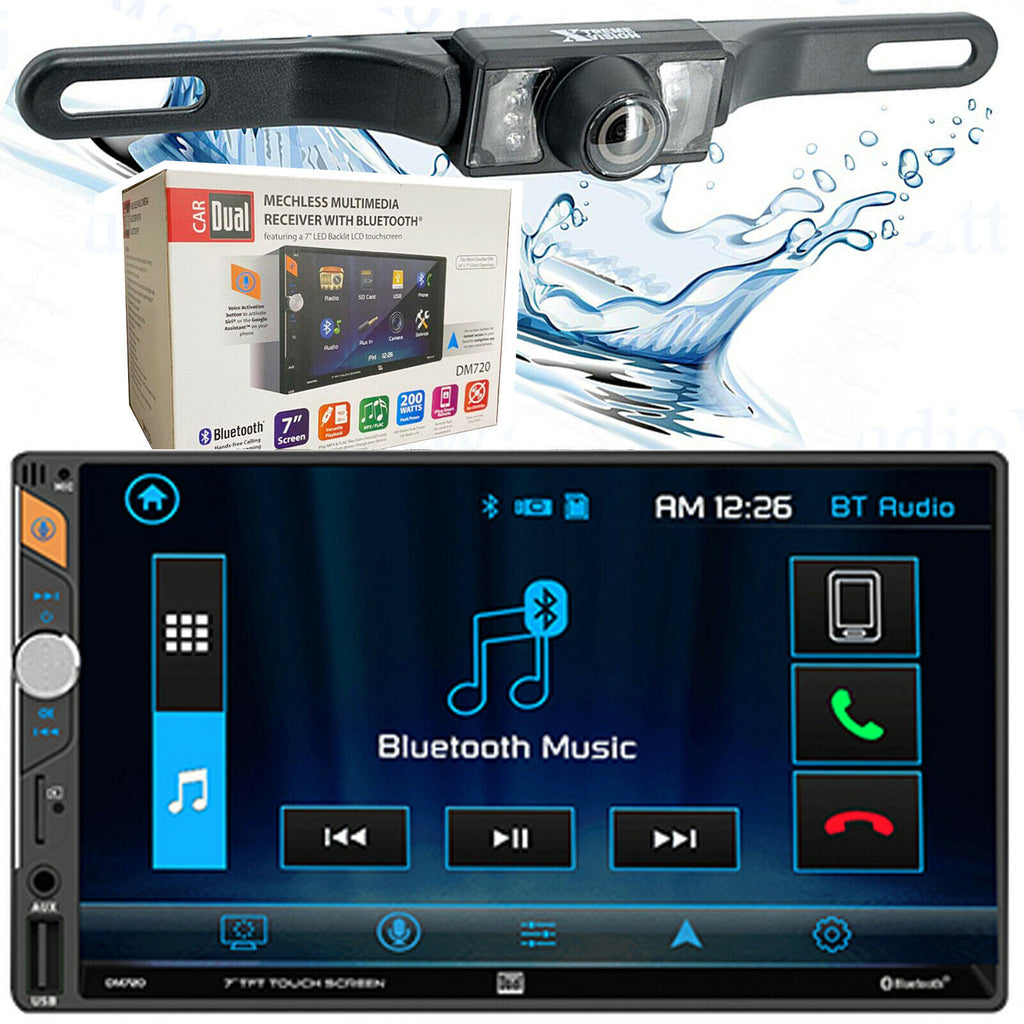 DUAL 7" LCD Digital MultiMedia Receiver w/ Bluetooth DM720 + Rear Camera XV95BK - Sellabi
