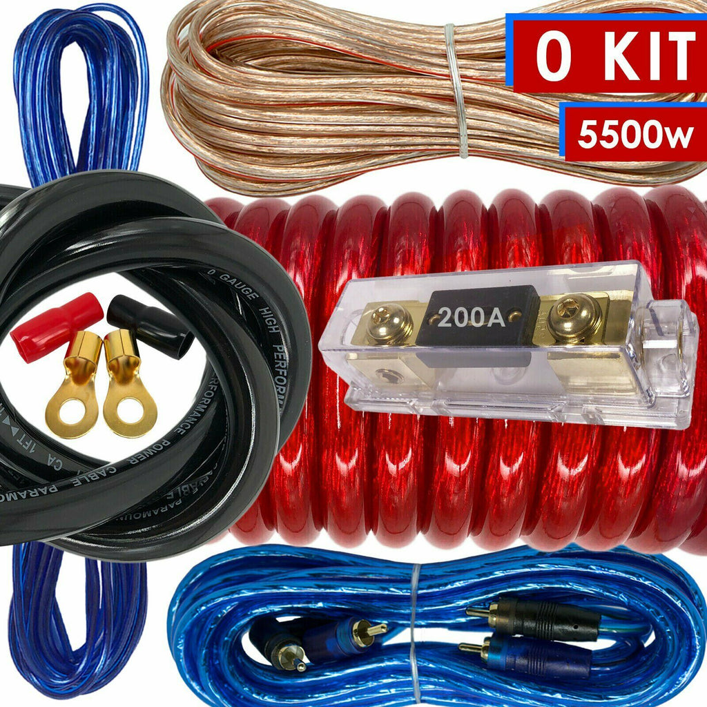 XB Complete 0 Gauge Amp Kit Amplifier Install Wiring 0 Ga Wire Cable 5500W RED - Sellabi